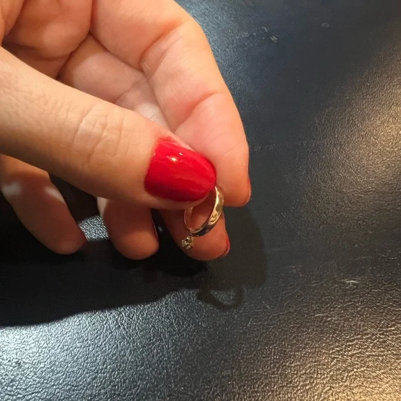 14k Solid Rose Gold and Natural Diamonds Huggie Hoop - single - Picture 3 of 9